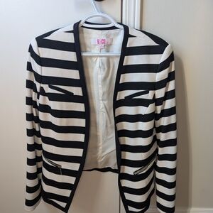 Chic Black and White Striped Blazer